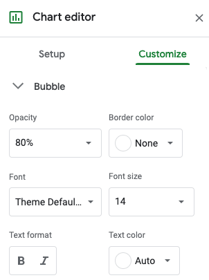 customize bubble chart google sheets