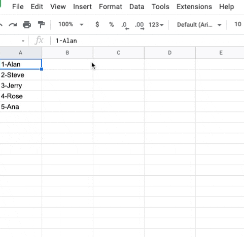 Split cell horizontally in google sheets example