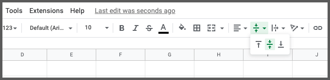 google sheets cell padding vertical