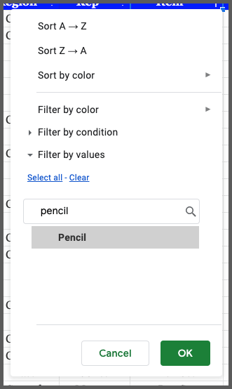 Google sheets filter not working