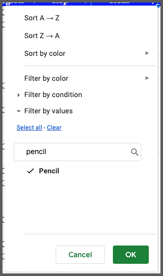 Google sheets filter not working example
