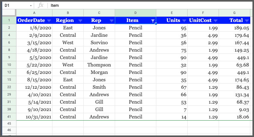 Google sheets filter not working examples