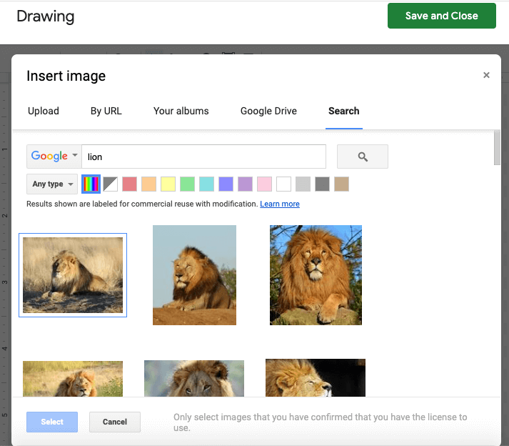 select image from search
