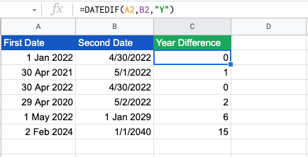 datedif formula