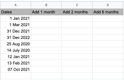 add months to date in google sheets example