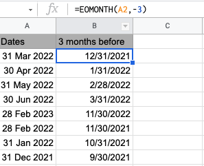 Last day of month in google sheets in 60s or (less) 2023