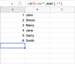 column formula auto increment numbers
