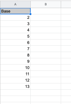 exponents in google sheets using power operator