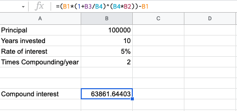 half yearly compounding in google sheets