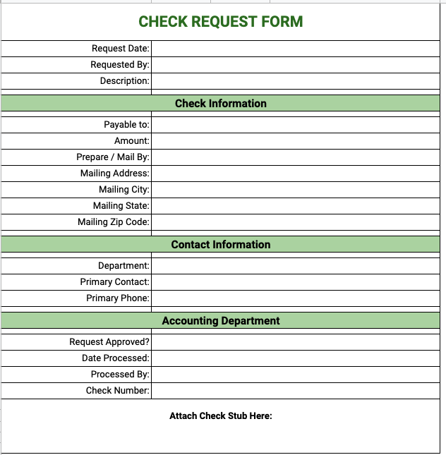 Free Check request form Template Google Sheets
