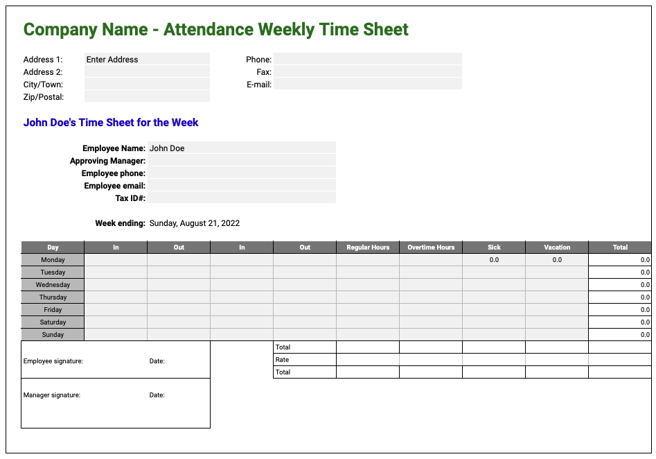 Free Employee attendance sheet Template Google Sheets SheetsIQ