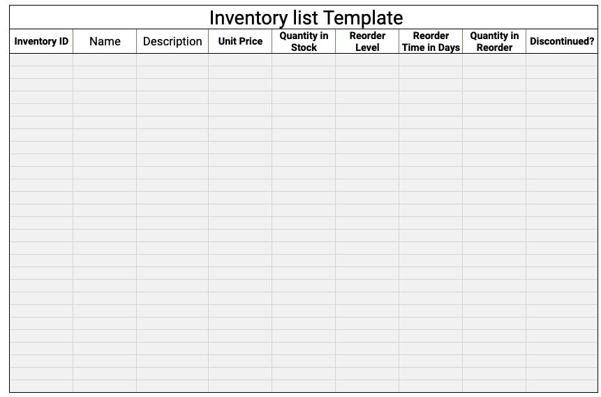 Free Inventory list Template Google Sheets SheetsIQ