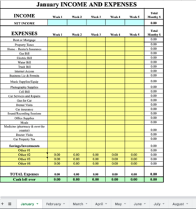 income and expenditure template google sheets