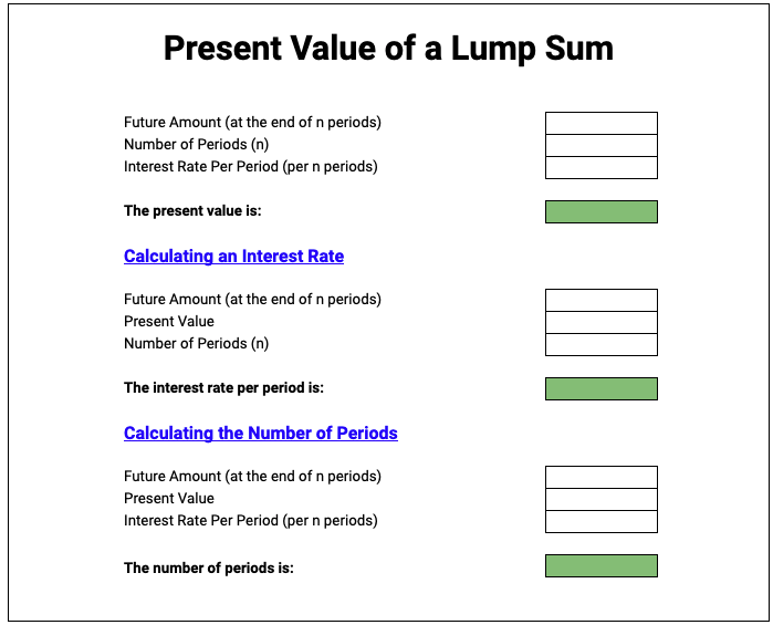 Free Present Value Lump Sum Template Google Sheets