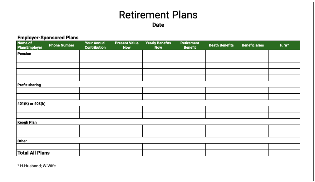 Free Retirement Plans Template Google Sheets