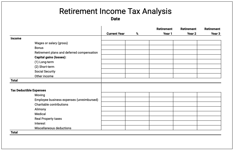 Free Retirement Income Tax Template Google Sheets