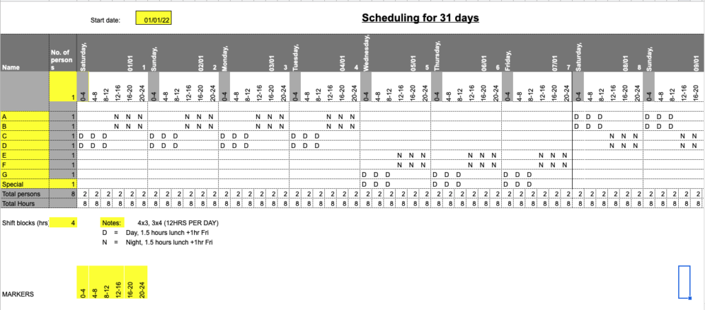 Free Employee Shift Schedule Template Google Sheets