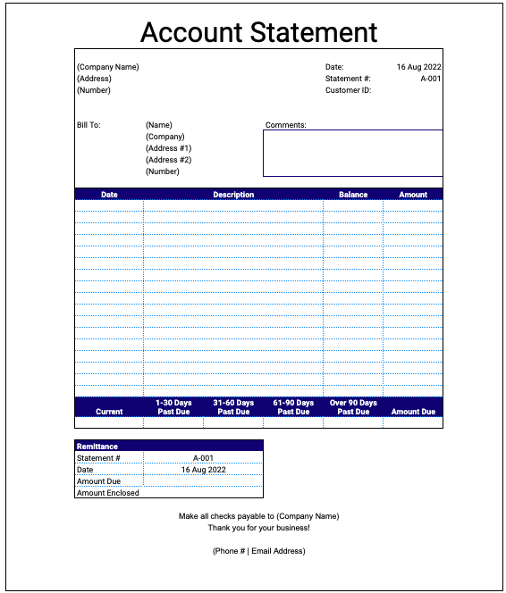 Free Statement of Account Template Google Sheets