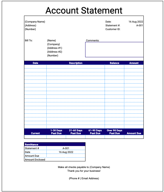 Statement Of Account Sample