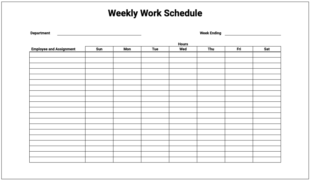 Free Weekly Work Schedule Template Google Sheets